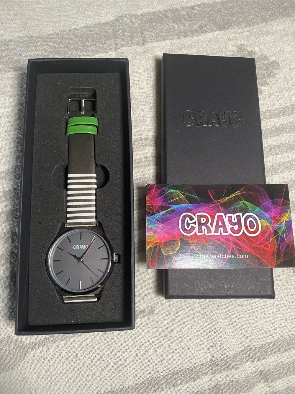 Unisex / Men's / Women’s Black and Green Stripe Crayo Watch